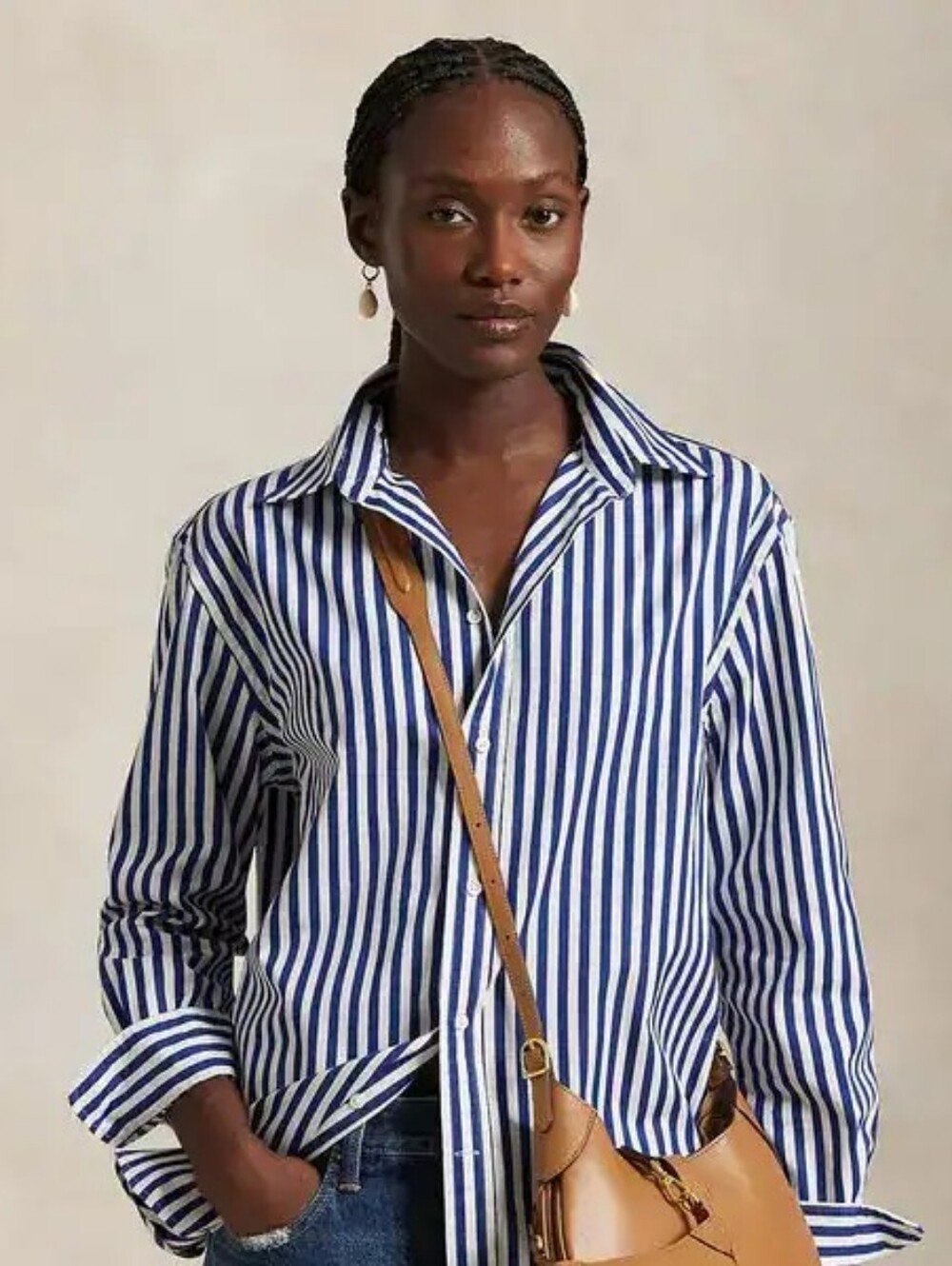 Ralph Lauren oversize fit striped cotton shirt Size Medium NWT